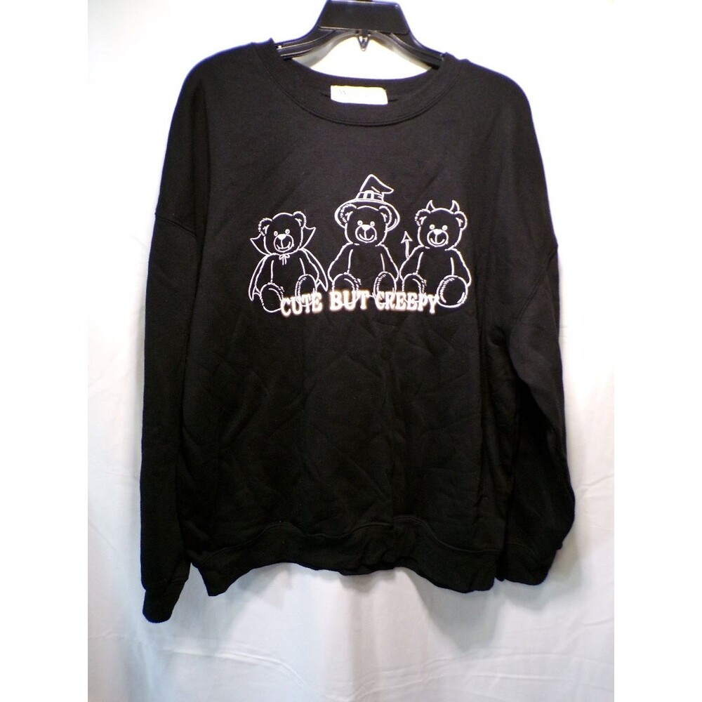 Wound Up Women's Cute But Creepy Halloween Bear Graphic Sweatshirt XXL